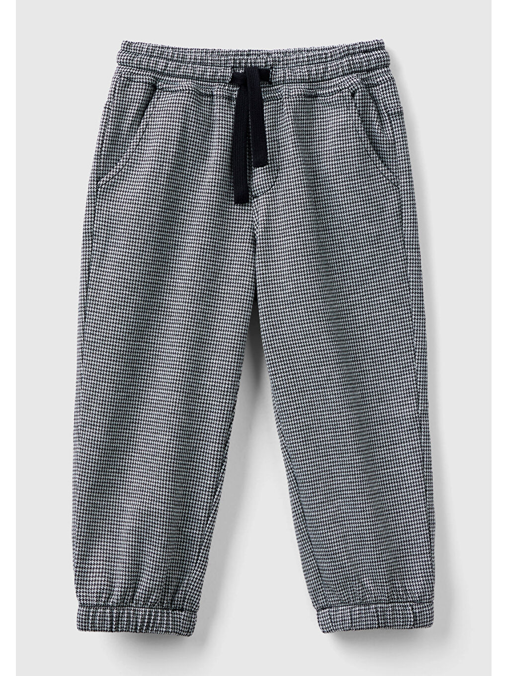 Erkek Çocuk Koyu Gri Mikro Desenli Beli Lastikli Pantolon