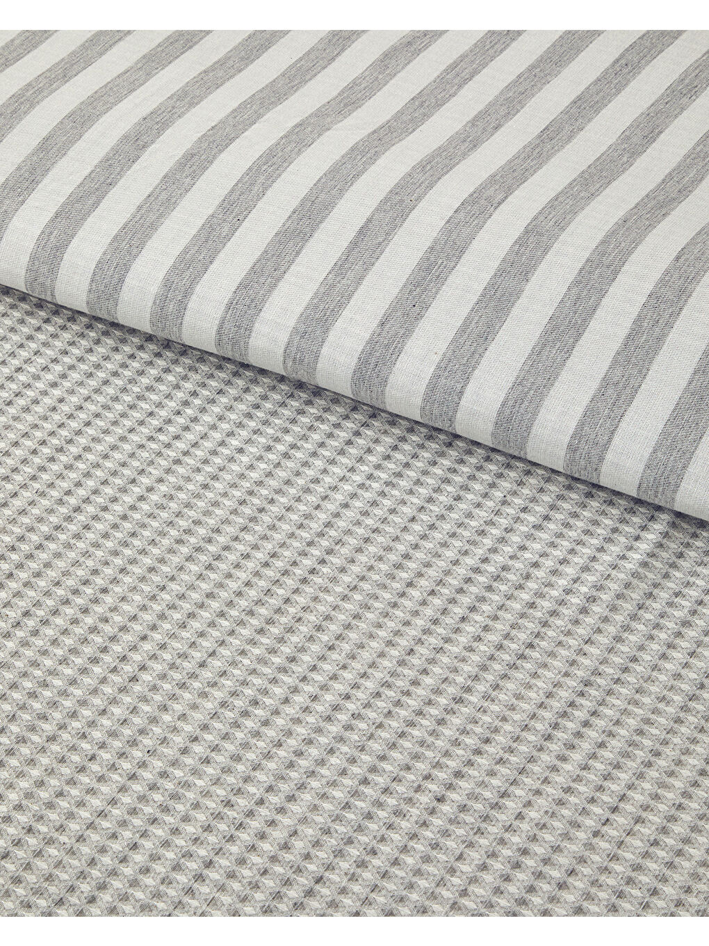 Pure Waffle İpliği Boyalı Çift Taraflı Çift Kişilik Nevresim Takımı Gri-3