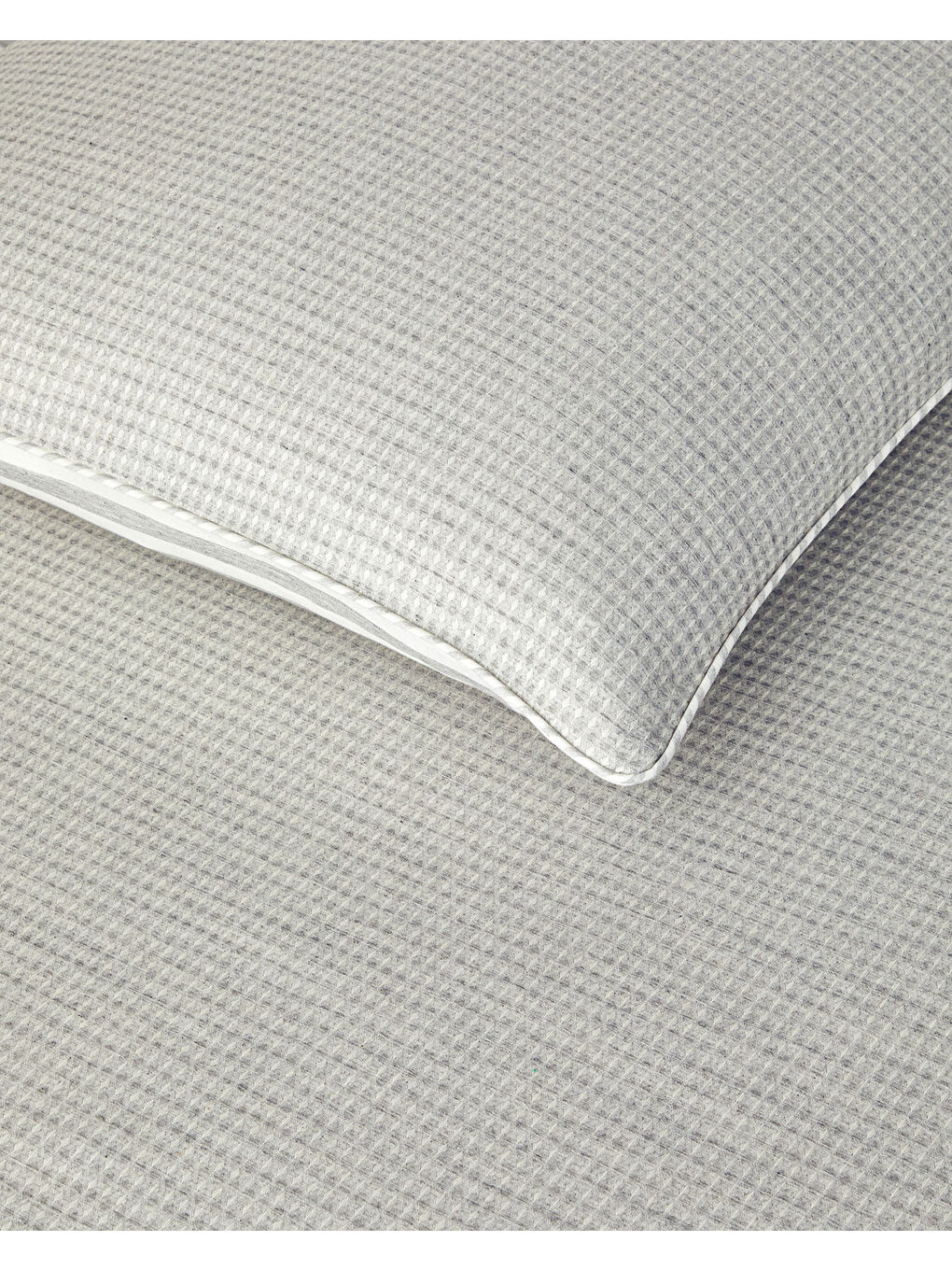 Pure Waffle İpliği Boyalı Çift Taraflı Çift Kişilik Nevresim Takımı Gri-4