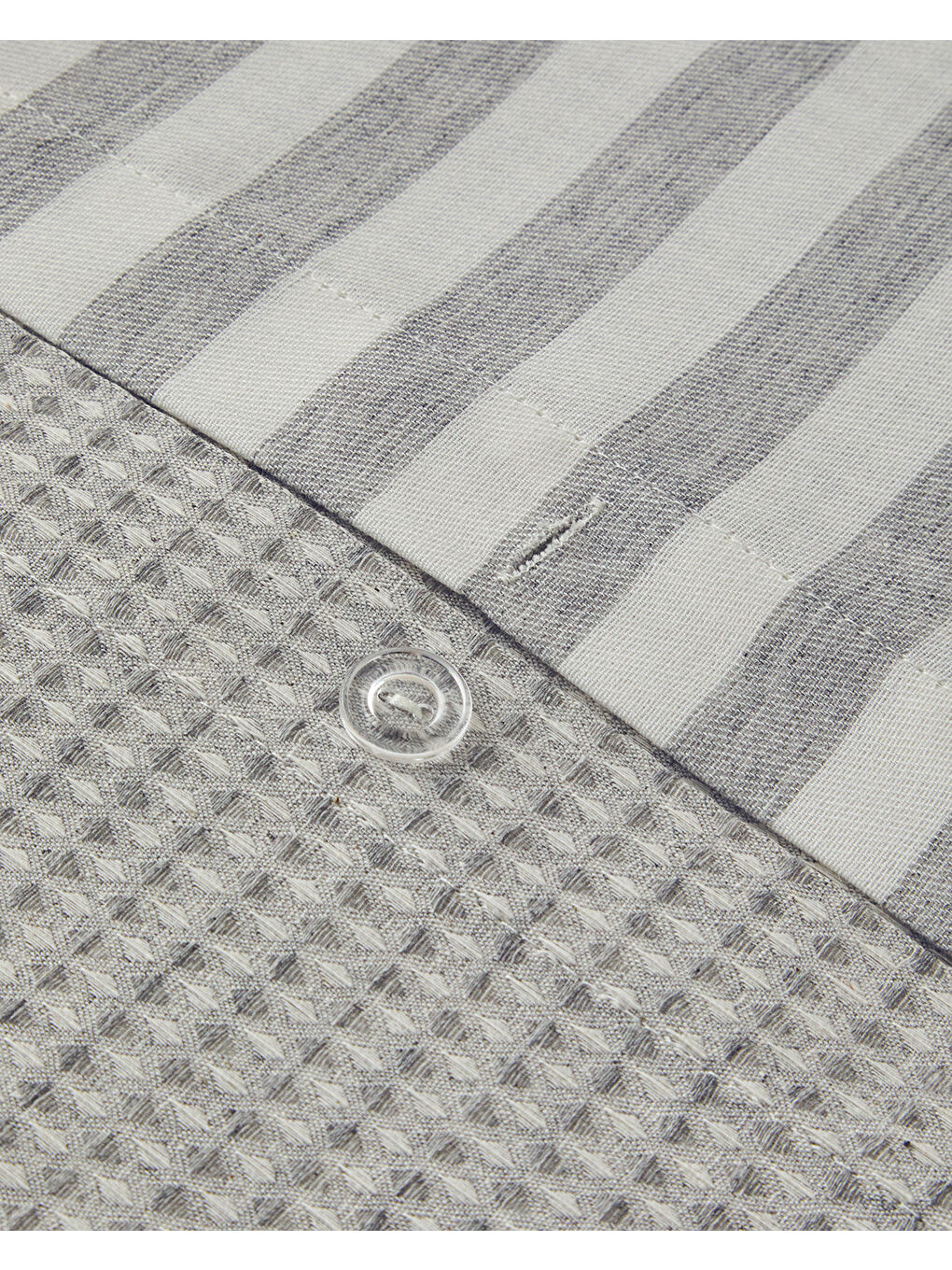 Pure Waffle İpliği Boyalı Çift Taraflı Çift Kişilik Nevresim Takımı Gri-5