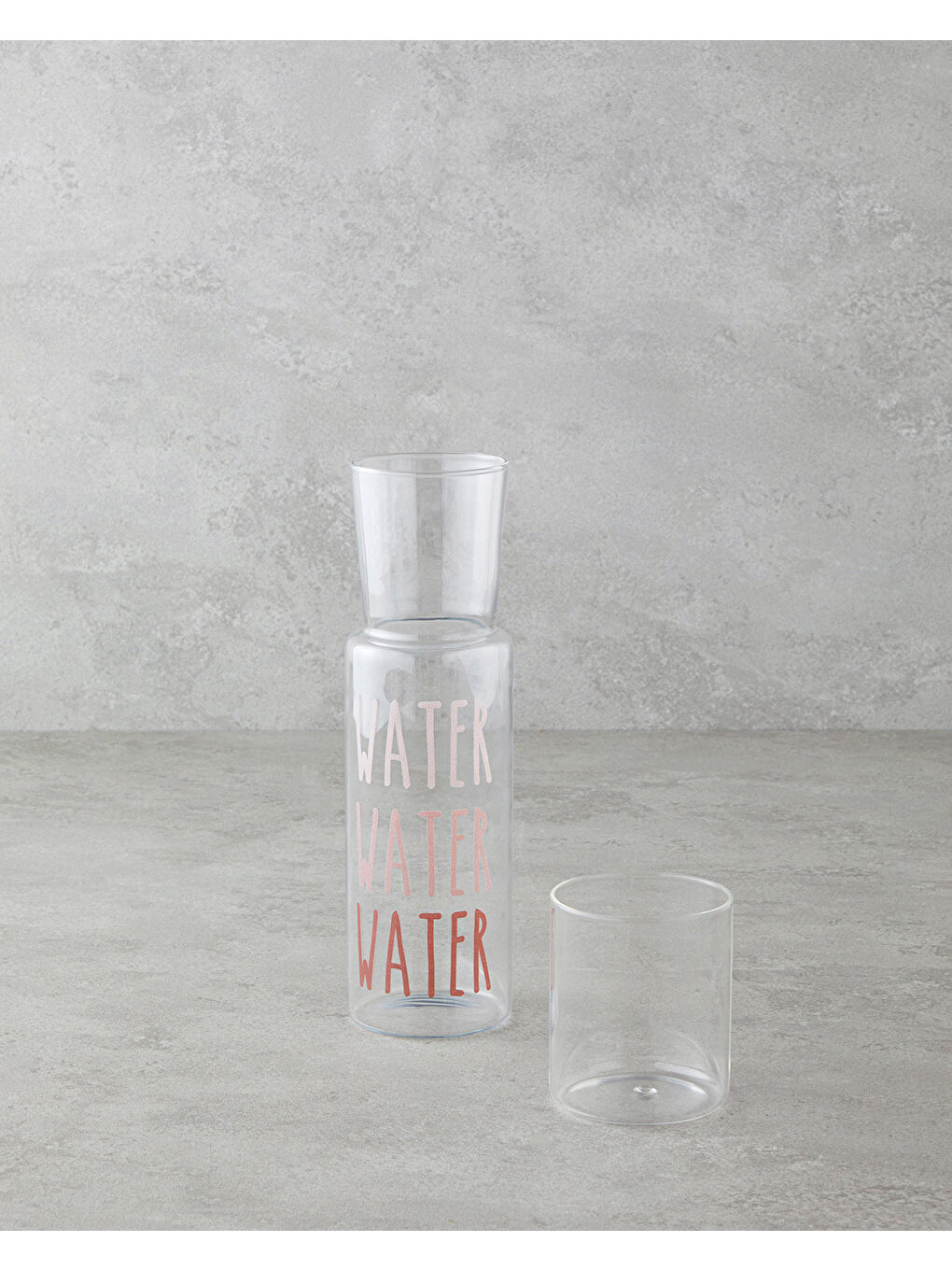 Watery Cam Başucu Sürahi 750 ml + 250 ml Pembe