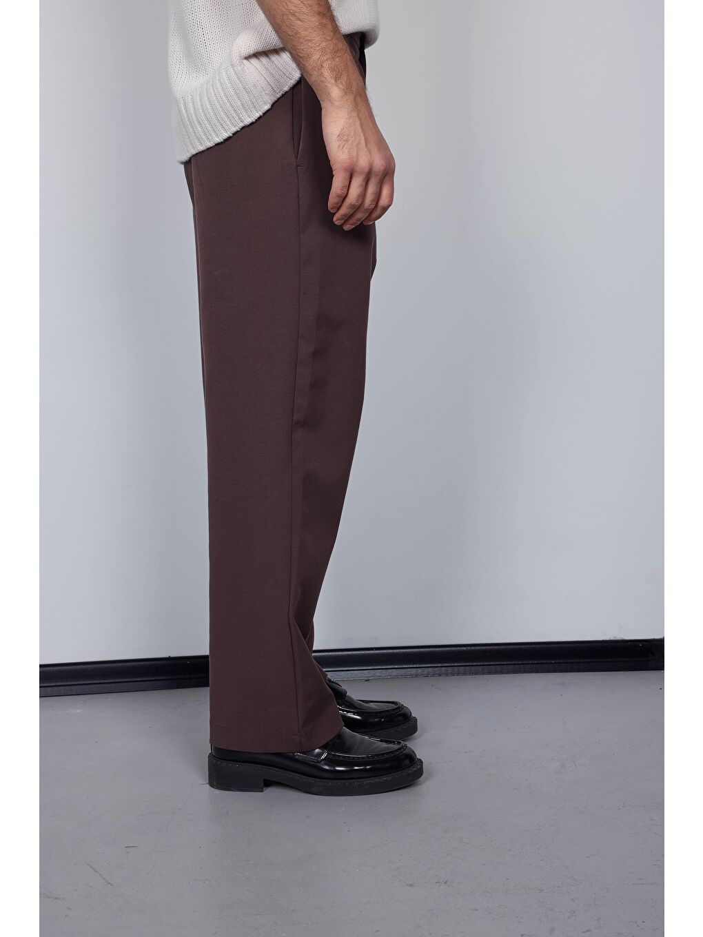 Kahverengi Erkek Baggy Fit Kumaş Pantolon Kahve-1