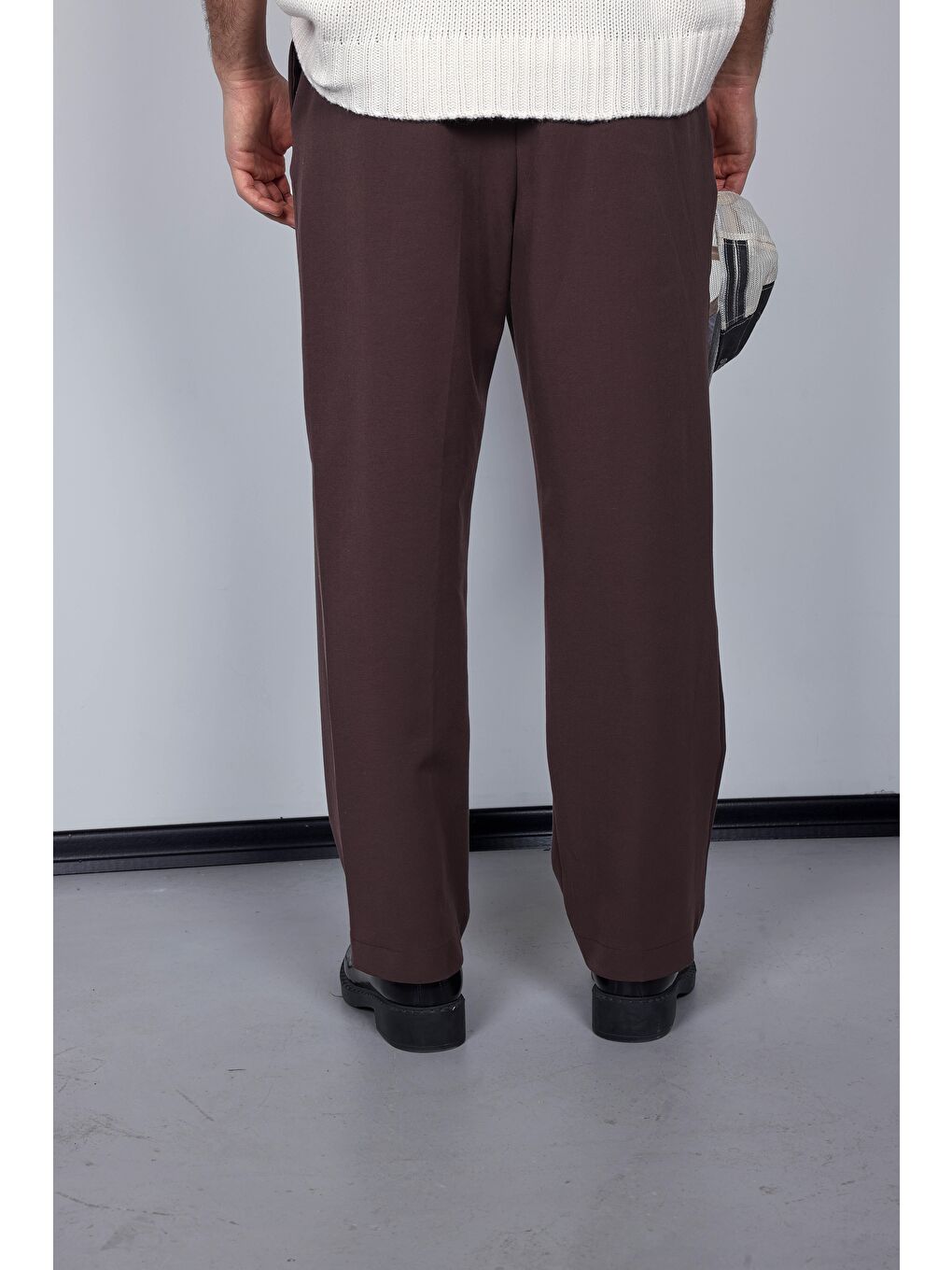 Kahverengi Erkek Baggy Fit Kumaş Pantolon Kahve-3