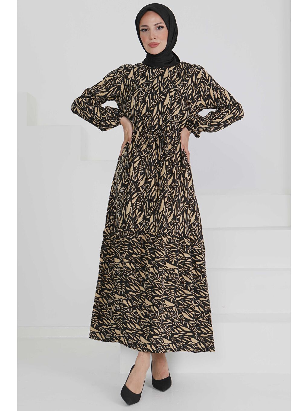 Bej Belden Bağlamalı Elbise Vizon - 27494-1