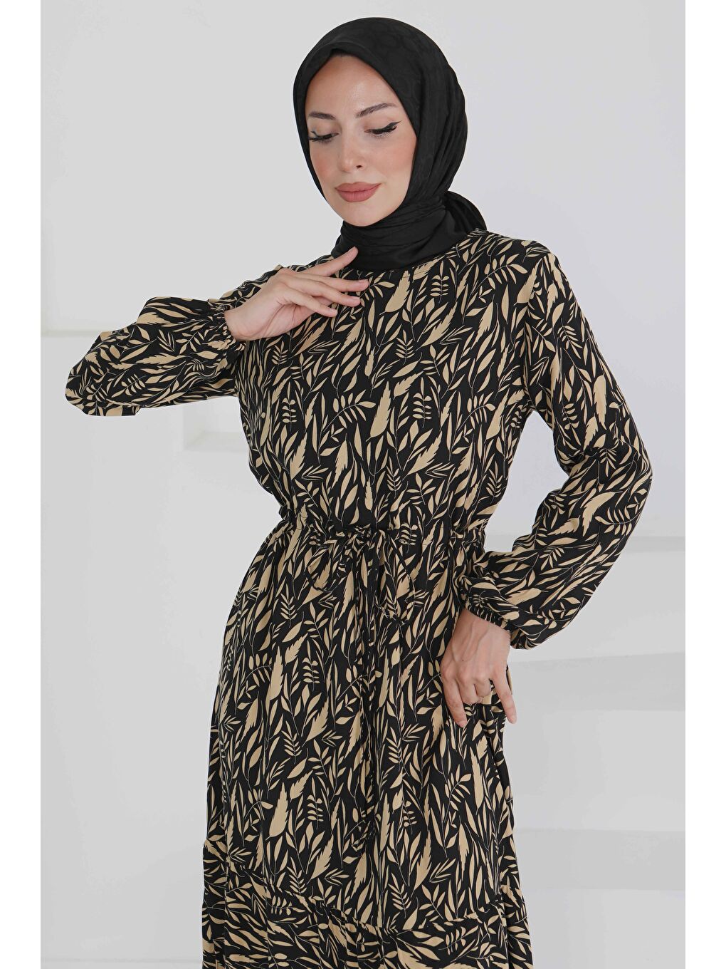 Bej Belden Bağlamalı Elbise Vizon - 27494-2