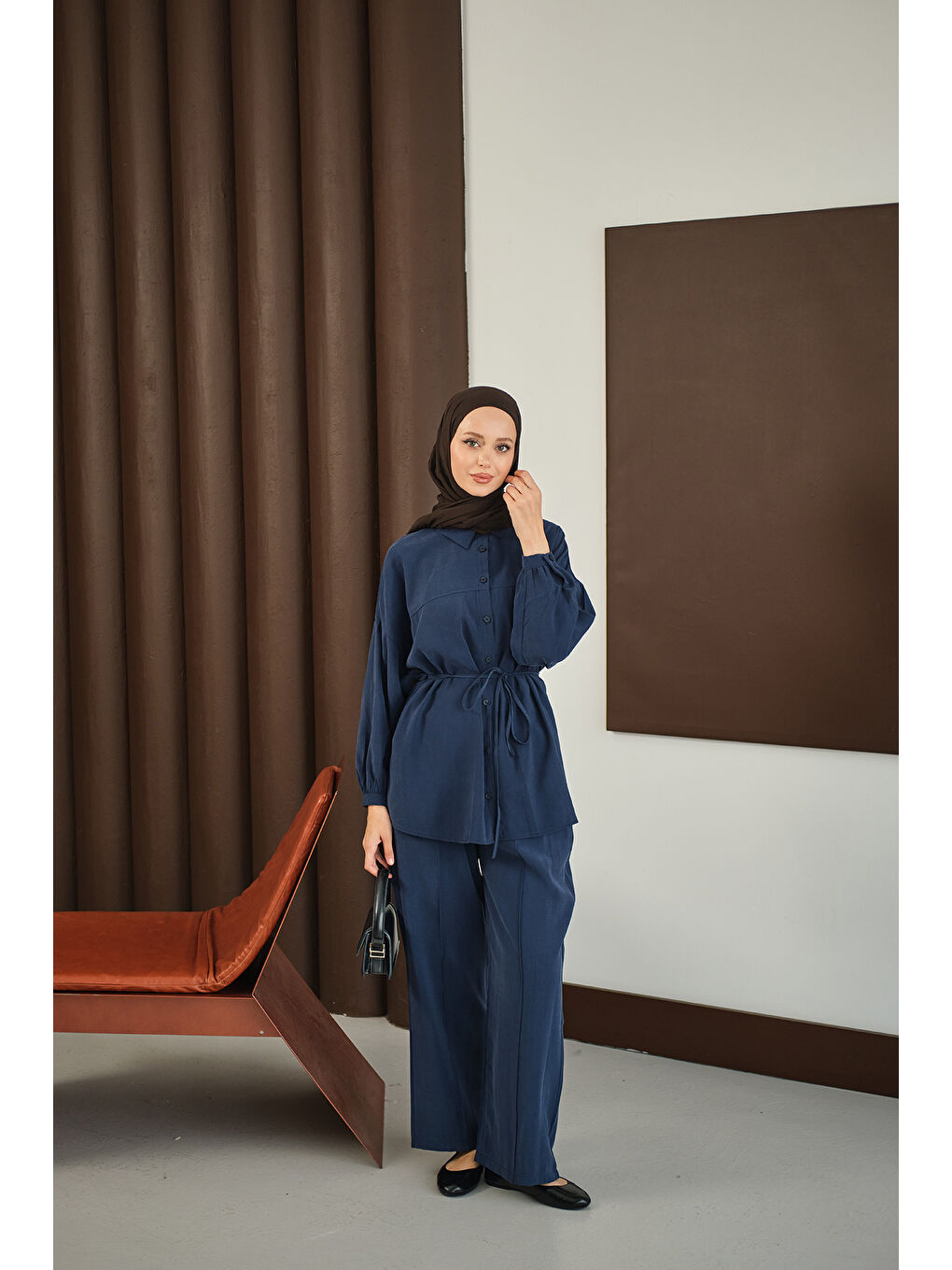 Kadın Bel Bağlamalı İkili Takım Lacivert-3