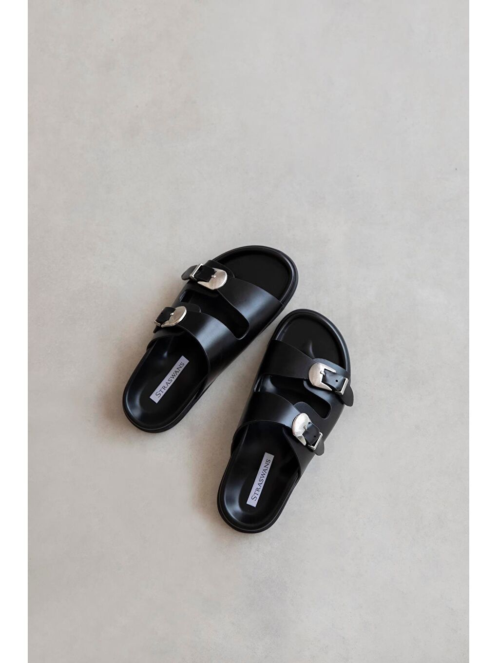 Orban Kadın Toka Detay Günlük Konfor Deri Terlik Siyah