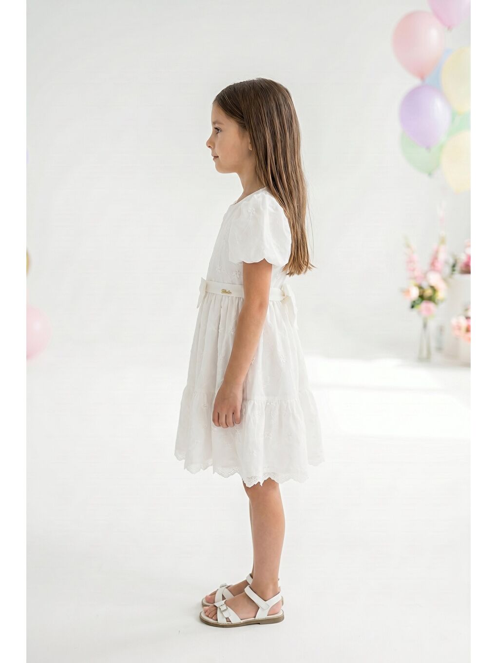 Ekru Kız Çocuk elbise-1