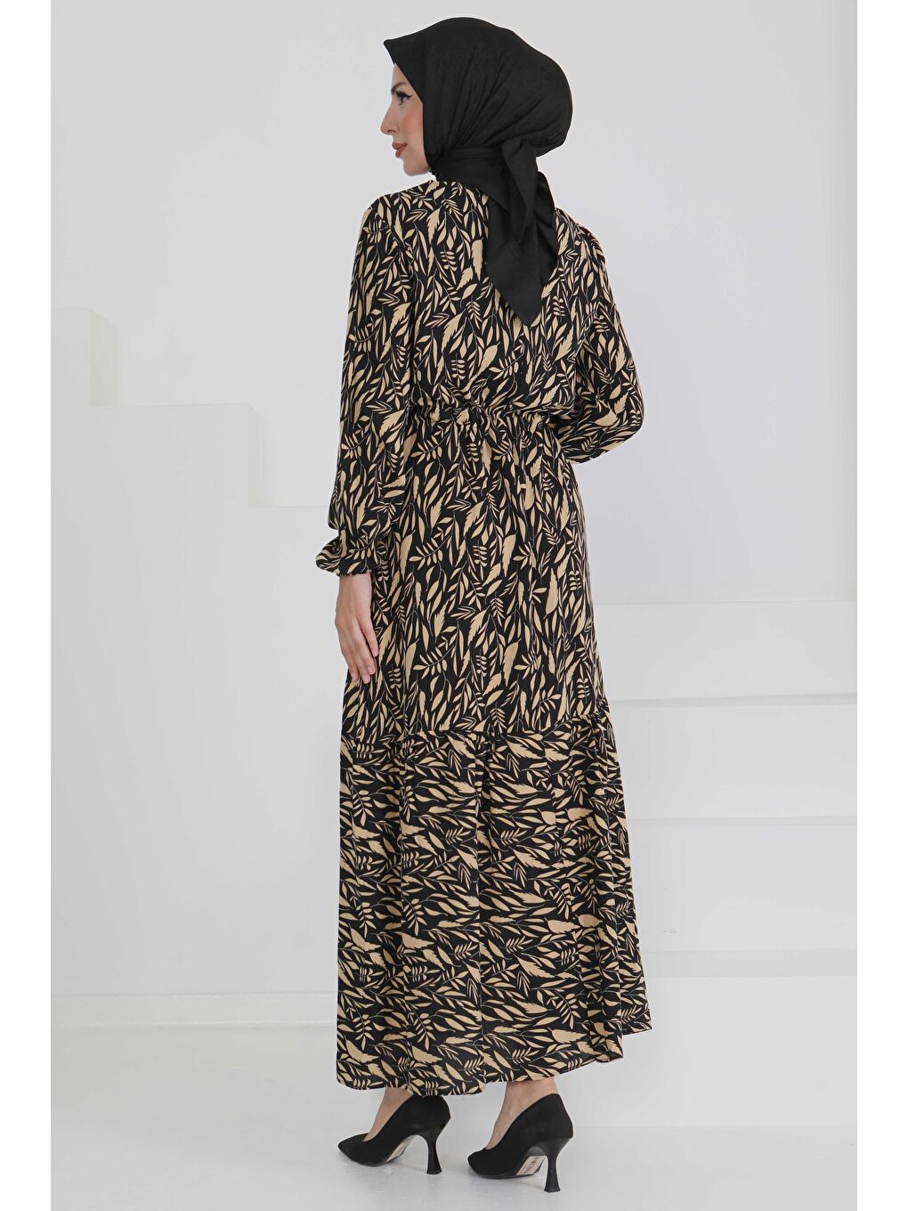 Bej Belden Bağlamalı Elbise Vizon - 27494-4