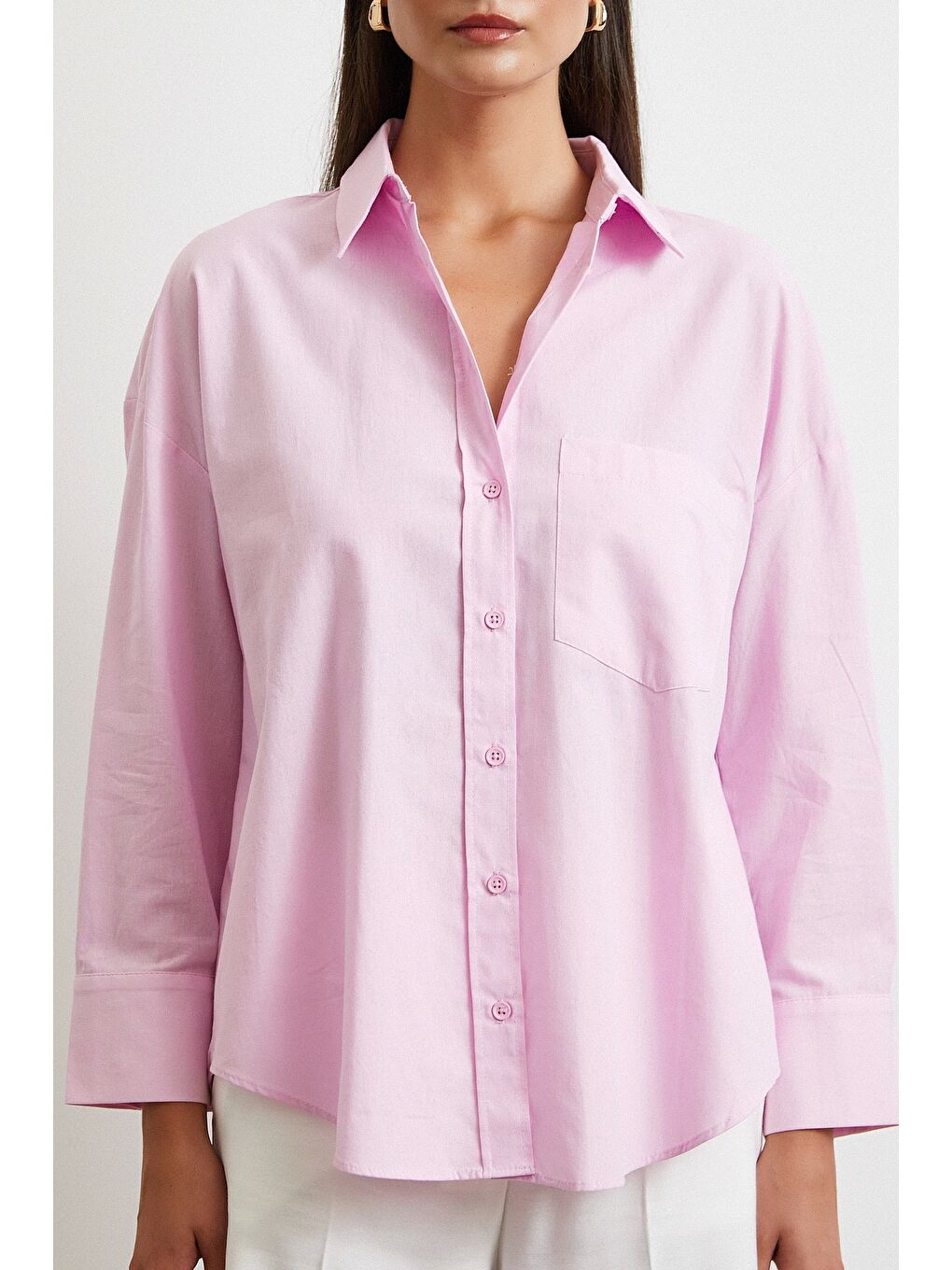 Must Have Poplin Gömlek Pembe-4