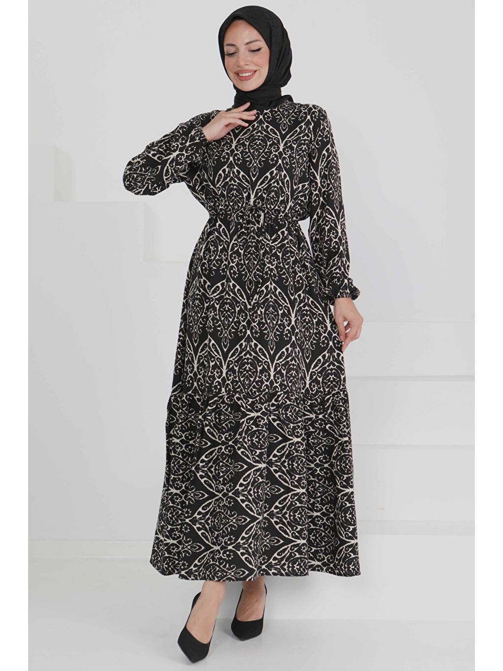 Belden Bağlamalı Elbise Ekru - 27496-1