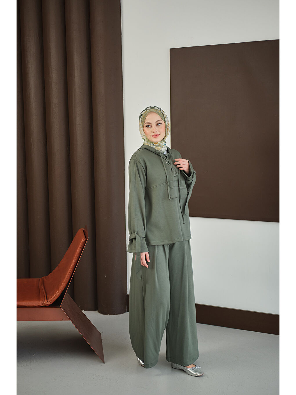 Kadın Önü Çapraz İp Detay Takım Yeşil-2