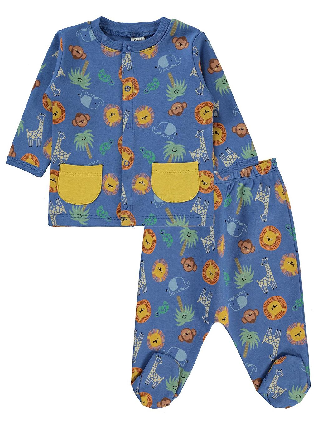 Baby Erkek Bebek Pijama Takımı 1-6 Ay Açık Lacivert