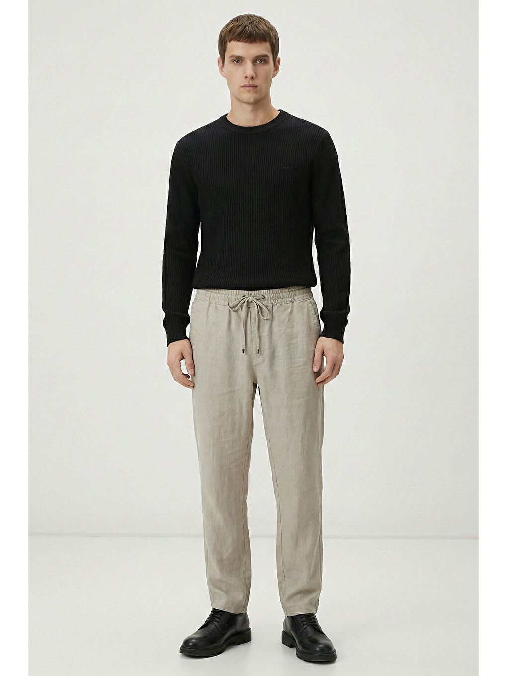 Bej Giotelli Taş Dokuma Kumaş Normal Bel Standart Boy Erkek Pantolon-1