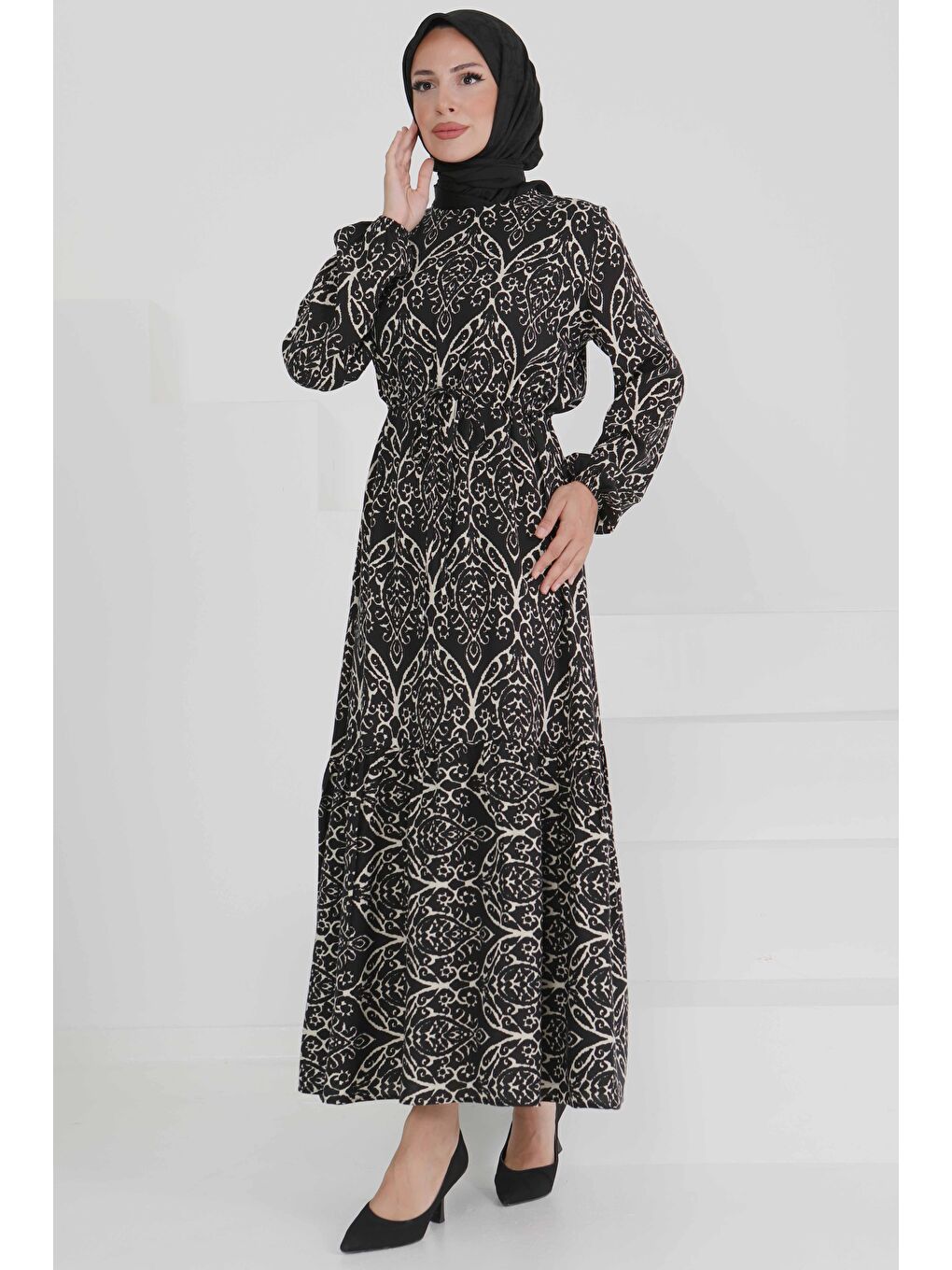 Belden Bağlamalı Elbise Ekru - 27496-3