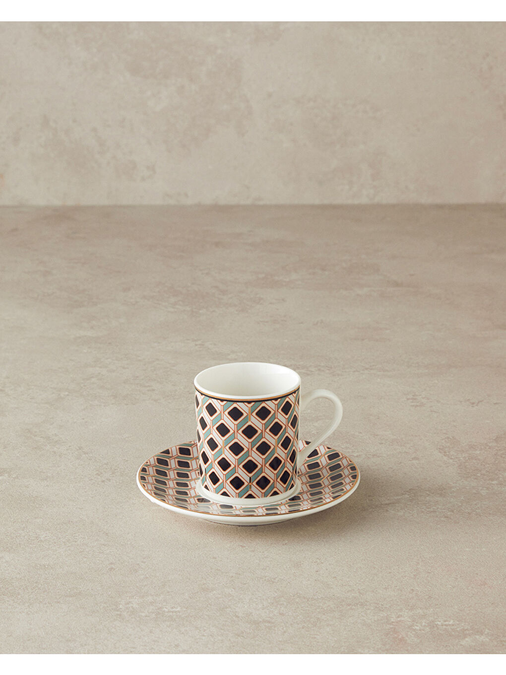 Modern Cube Bone Porselen Kahve Fincan Takımı 4 Parça 2 Kişilik Yeşil-1