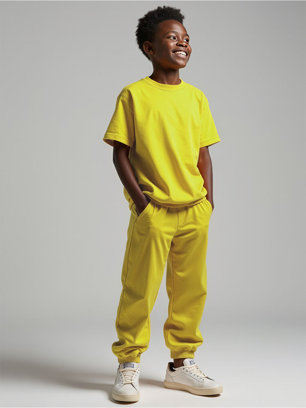 Sarı Levi Pamuklu Çocuk Eşofman Altı Tshirt 2'li Takım