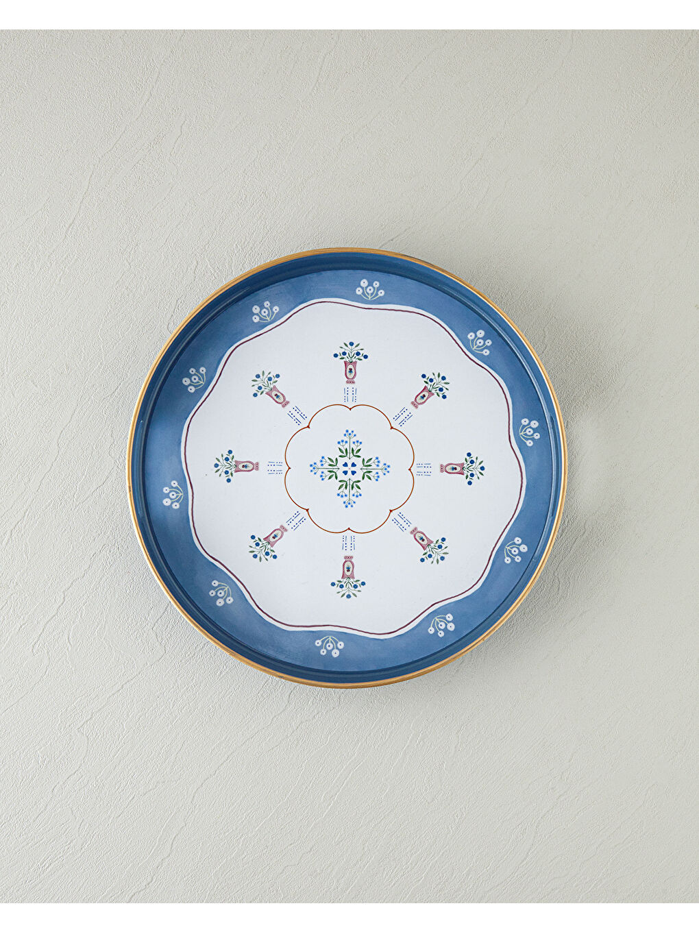 Retro Charm PP Tepsi 33 cm Beyaz - Mavi-1