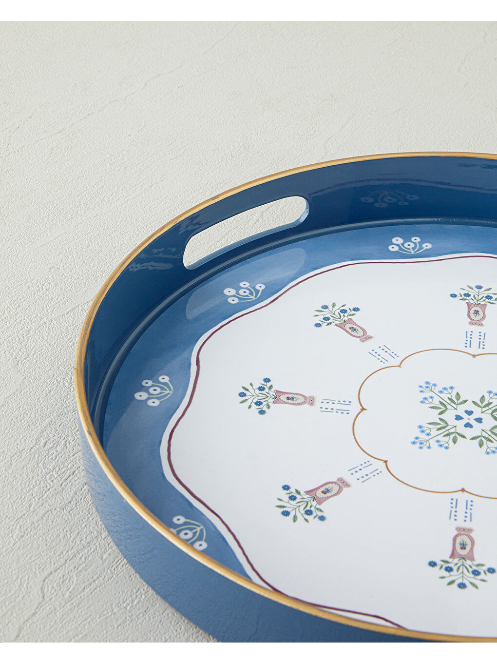 Retro Charm PP Tepsi 33 cm Beyaz - Mavi-2