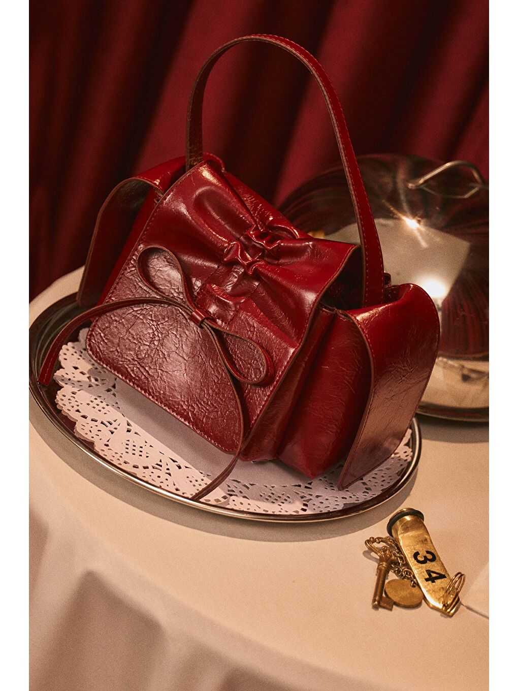 Lyra Fiyonklu Çanta Bordo-2