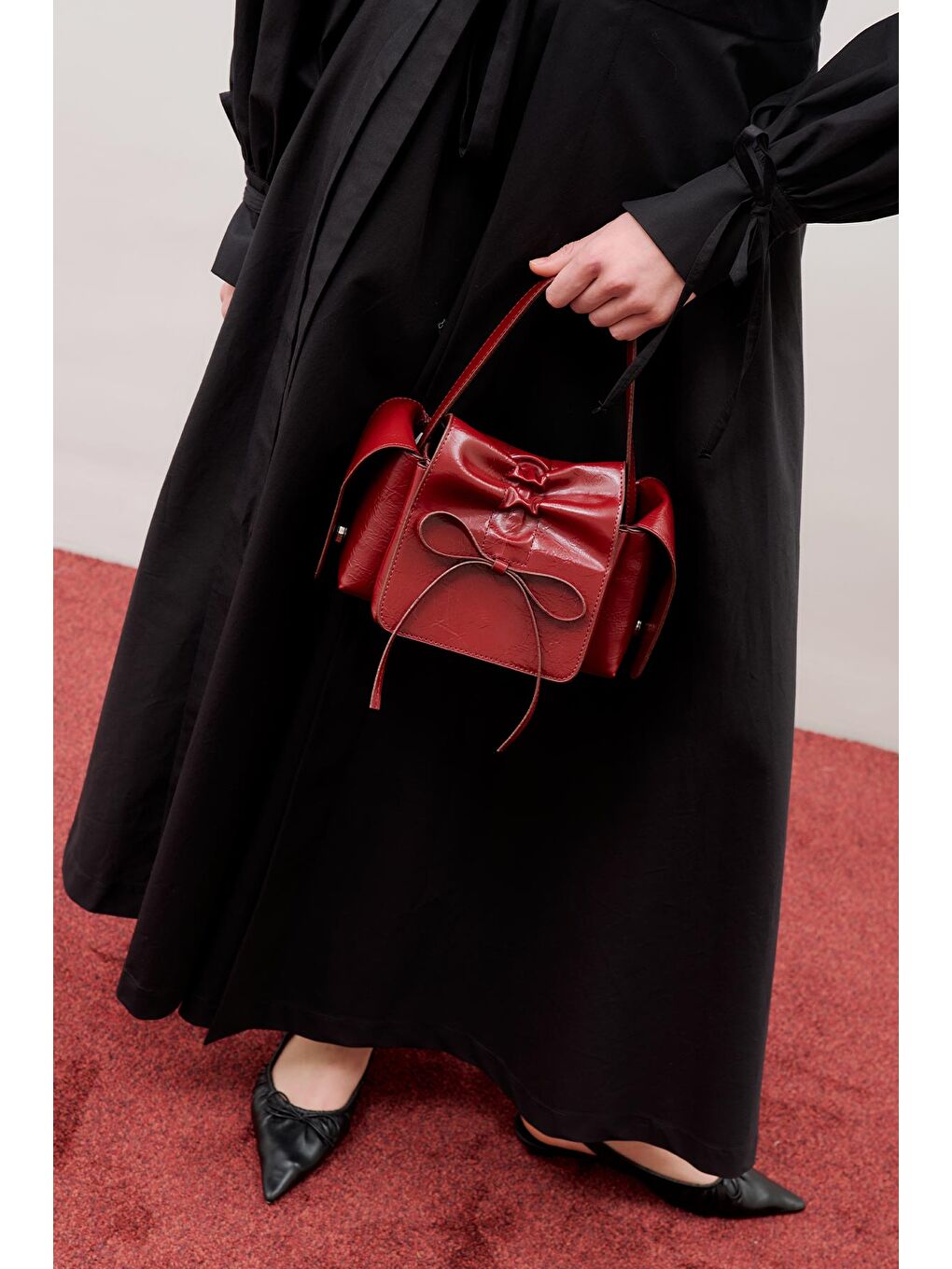 Lyra Fiyonklu Çanta Bordo-3