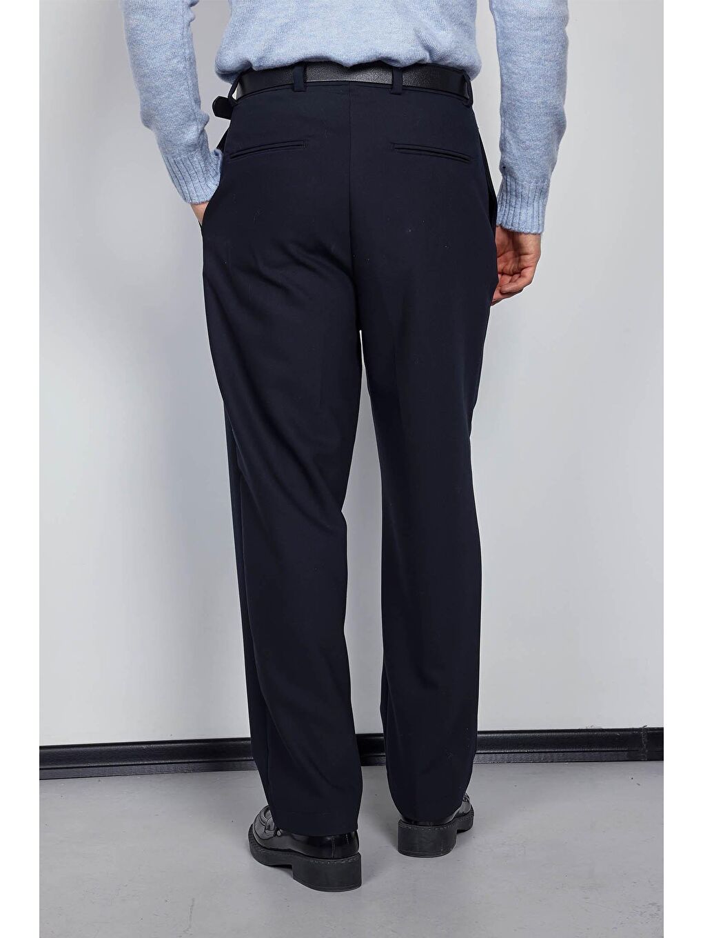 Erkek Baggy Fit Kumaş Pantolon Lacivert-8