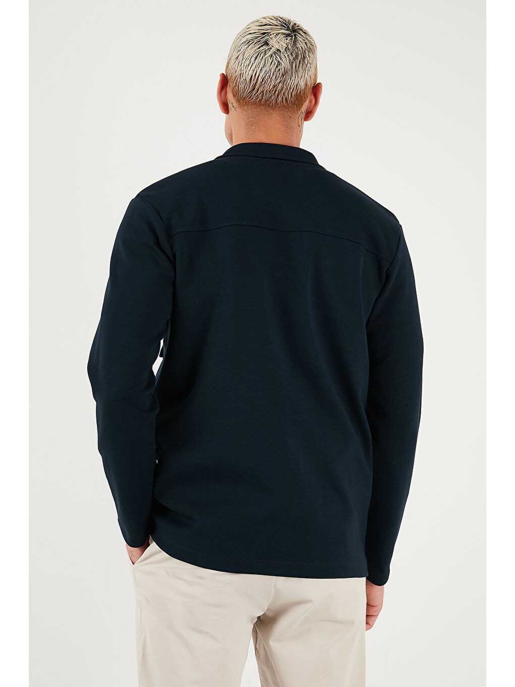 Lacivert Pamuklu Regular Fit Klasik Yaka Göğüs Cep Detaylı Gömlek 5901220-6