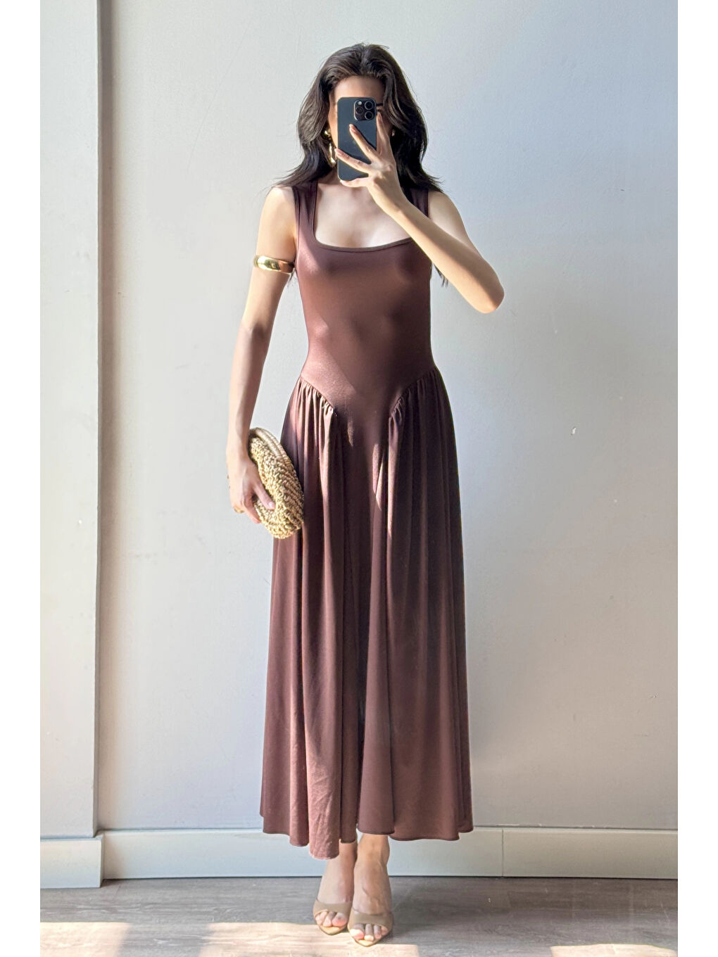 Karışık Kadın Kahve Uzun Elbise 0994-0099-1