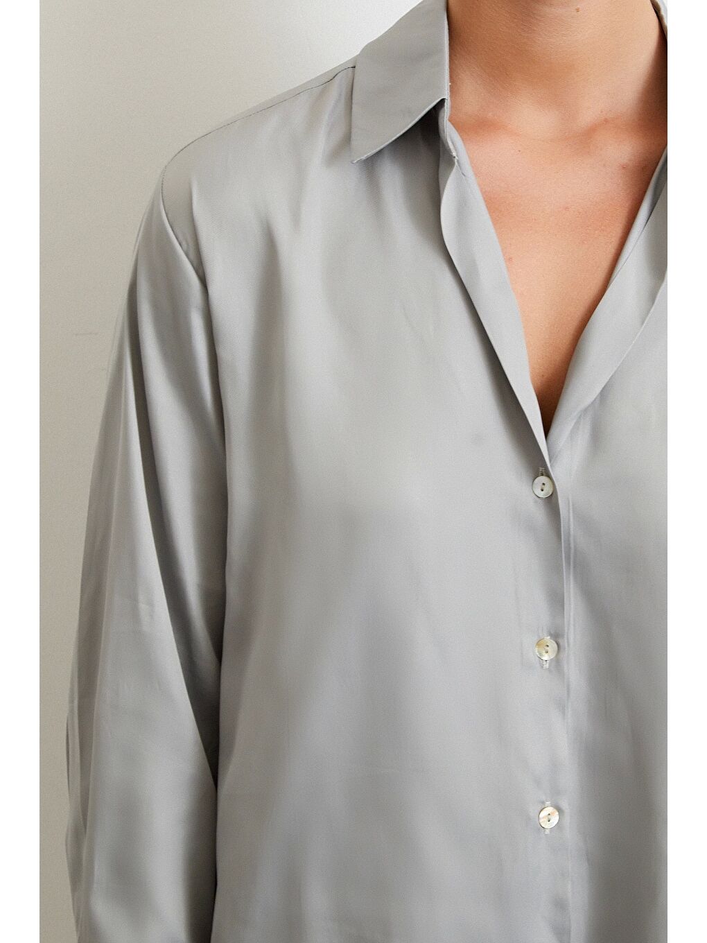 Diagonal Desen Gömlek Gri-5