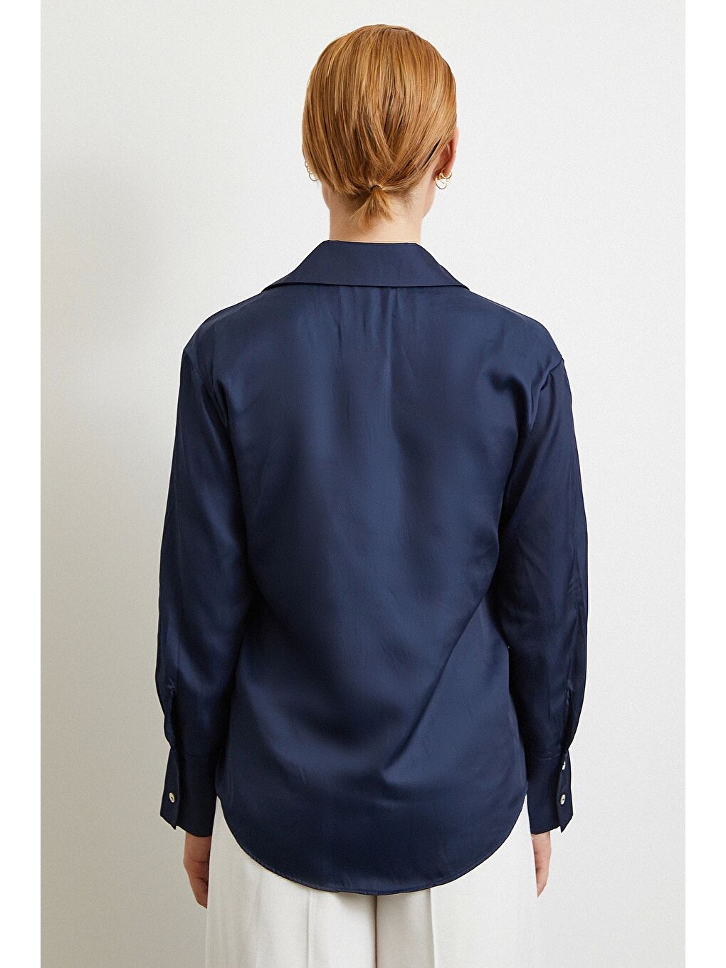 Diagonal Desen Gömlek Lacivert-5