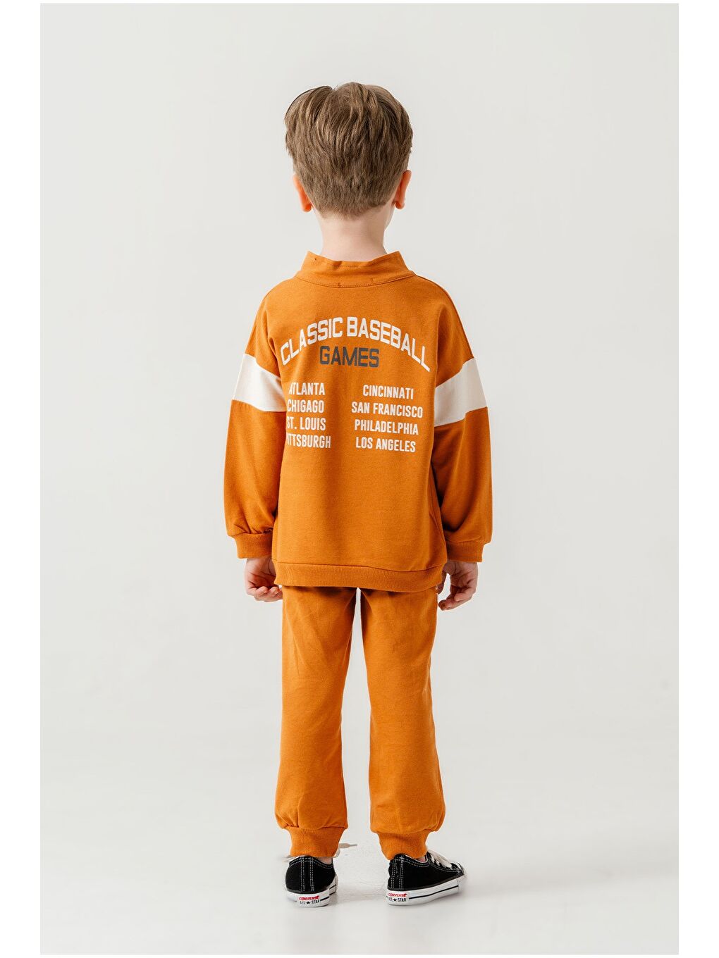 Turuncu Erkek Çocuk Yarım Fermuarlı Mevsimlik Eşofman Takımı-6