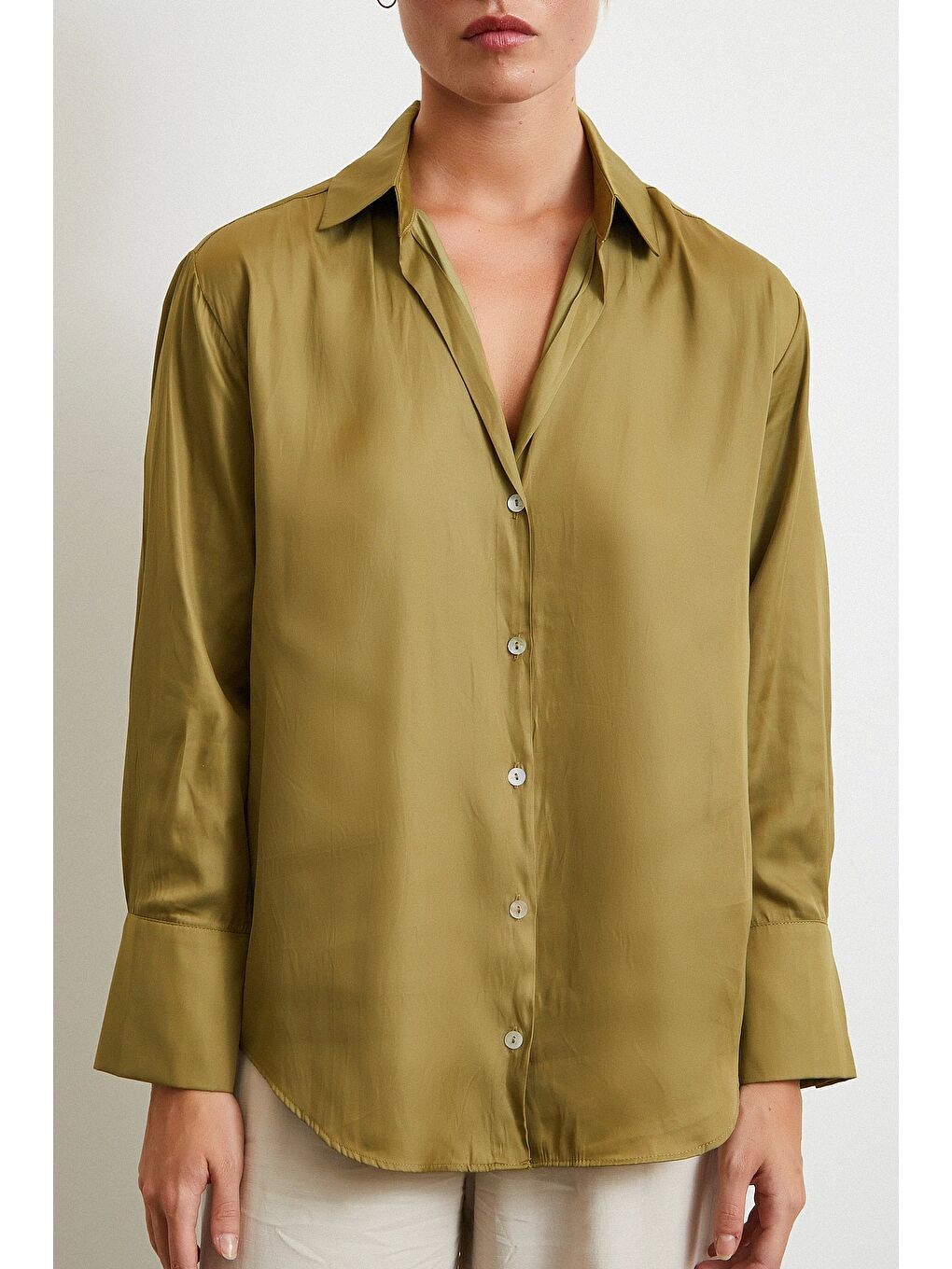 Diagonal Desen Gömlek Yeşil-4