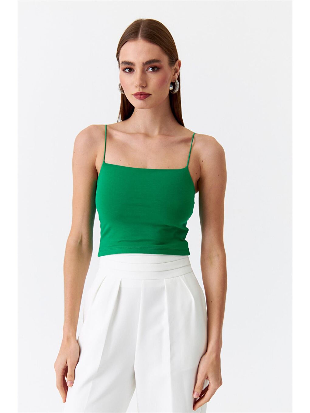 İp Askılı Yeşil Crop Top