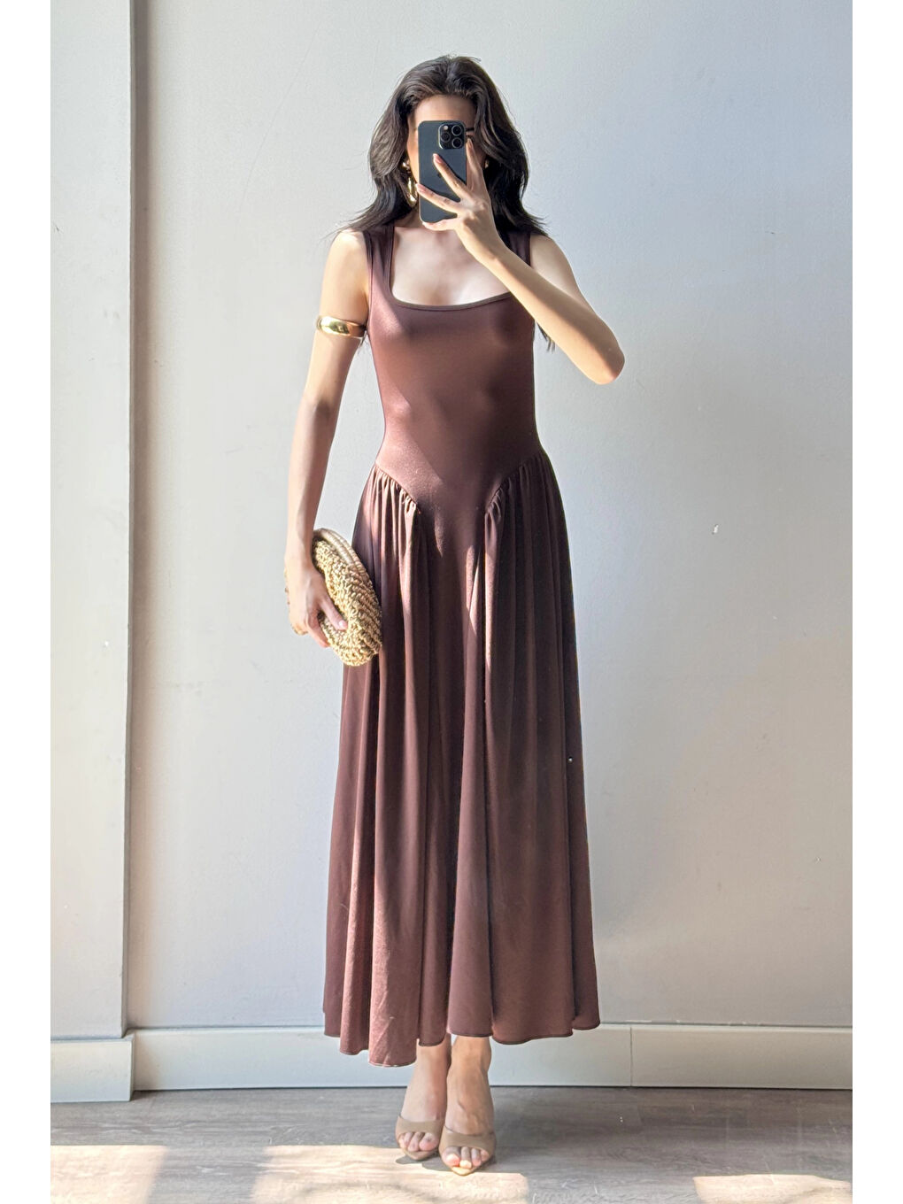 Karışık Kadın Kahve Uzun Elbise 0994-0099-2