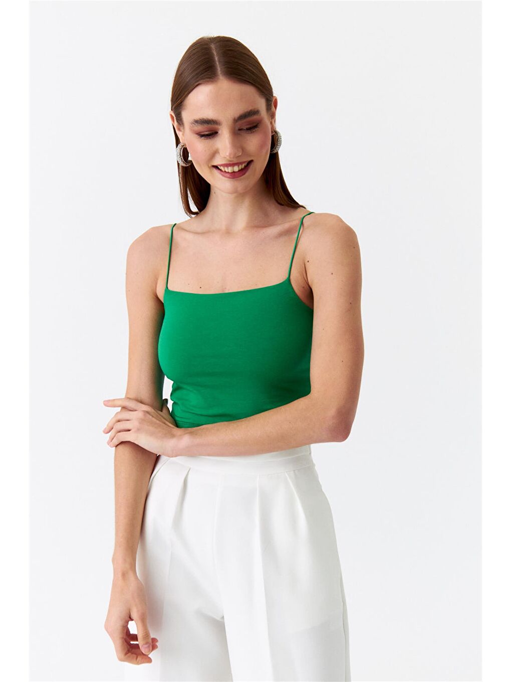 İp Askılı Yeşil Crop Top-1