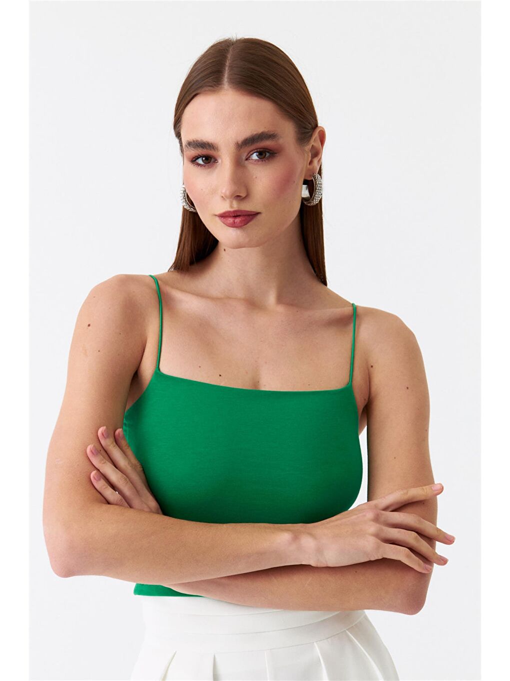 İp Askılı Yeşil Crop Top-2