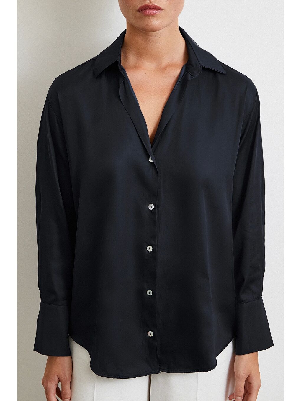 Diagonal Desen Gömlek Siyah-4