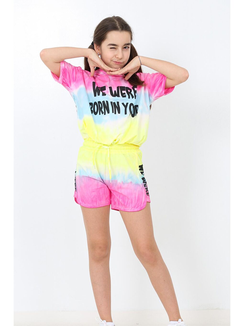 Mavi Kız Çocuk Batik Kapüşonlu Takım 10-15 Yaş 13859-1