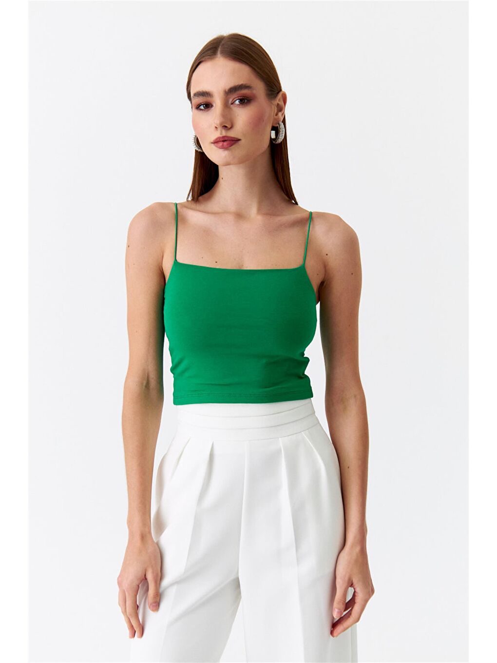 İp Askılı Yeşil Crop Top-3