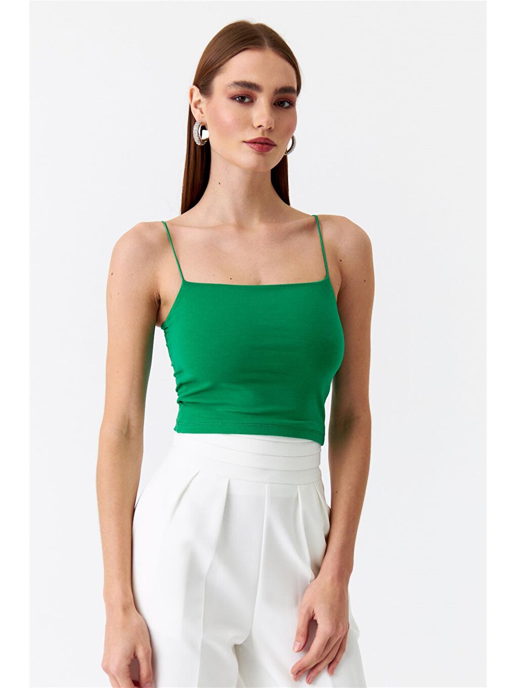 İp Askılı Yeşil Crop Top-5