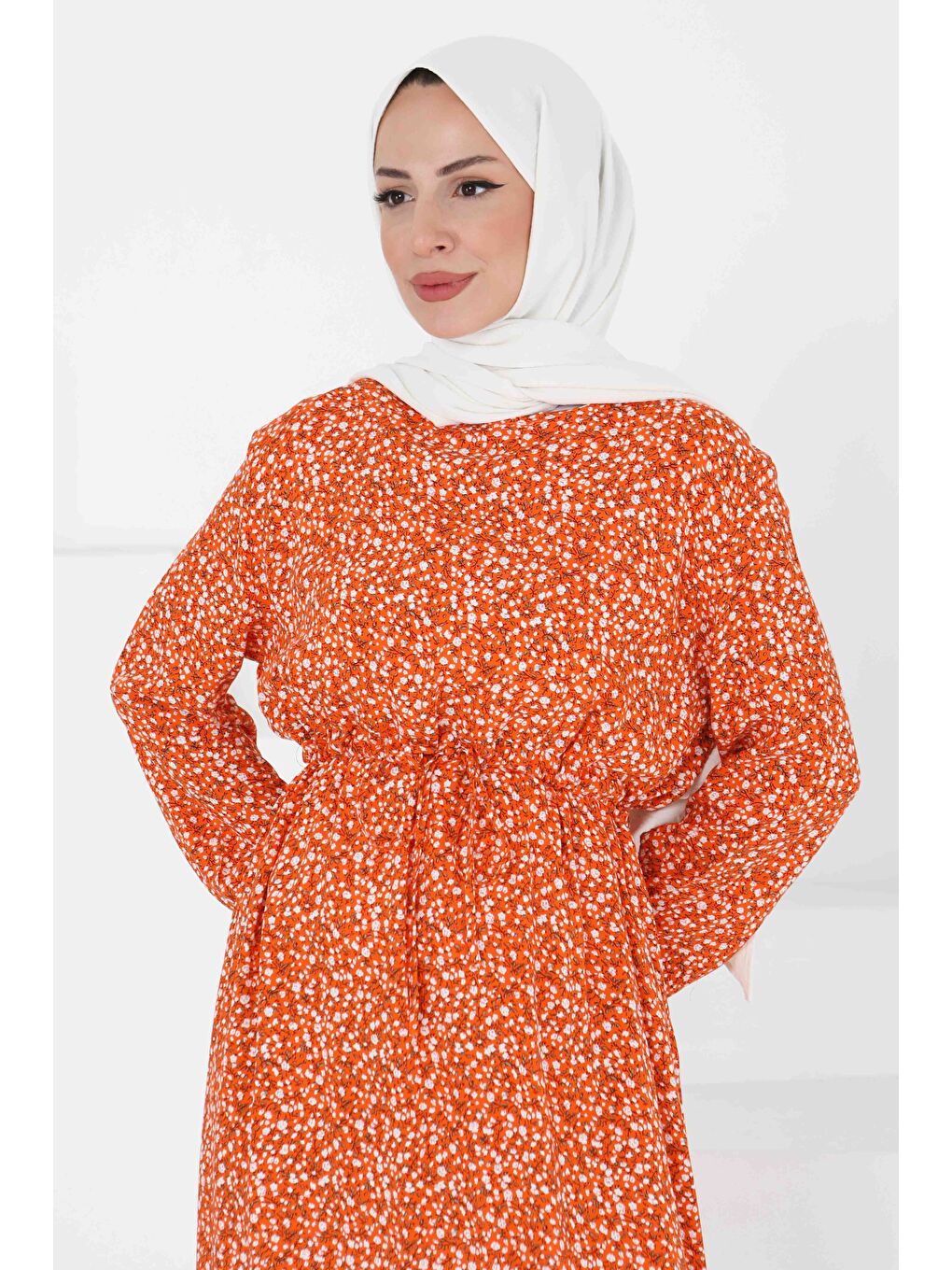 Turuncu Desenli Elbise Oranj - 27421-4