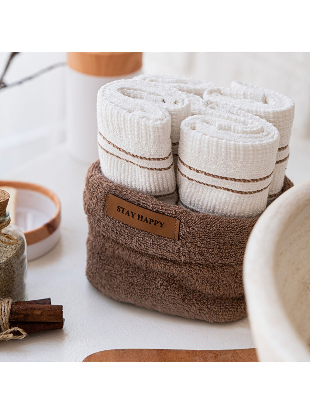 Home Daily 4 lü Havlu Seti 30x50 Cm-Kahverengi-1