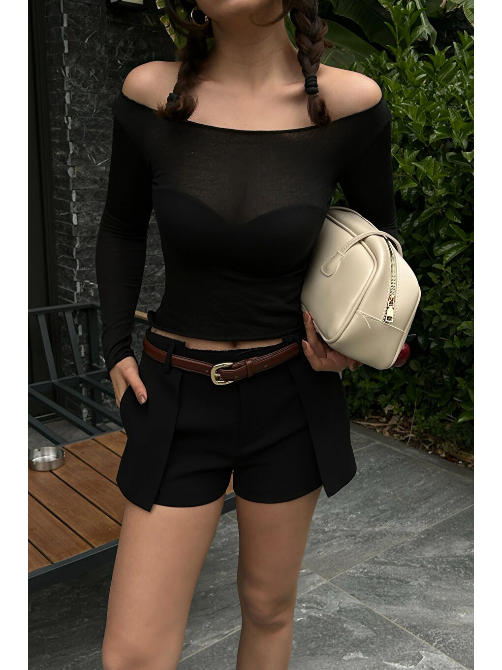 Karışık Kadın Siyah Sonsuz Kumaş Bluz 1017-0160