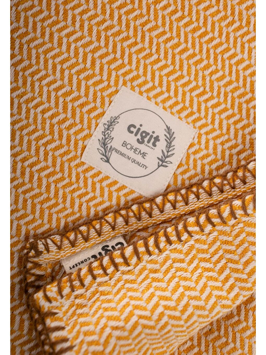 Çoban Dikişli Battaniye 93X100 Cm (+/- 3 Cm ) Hardal Sarı-2