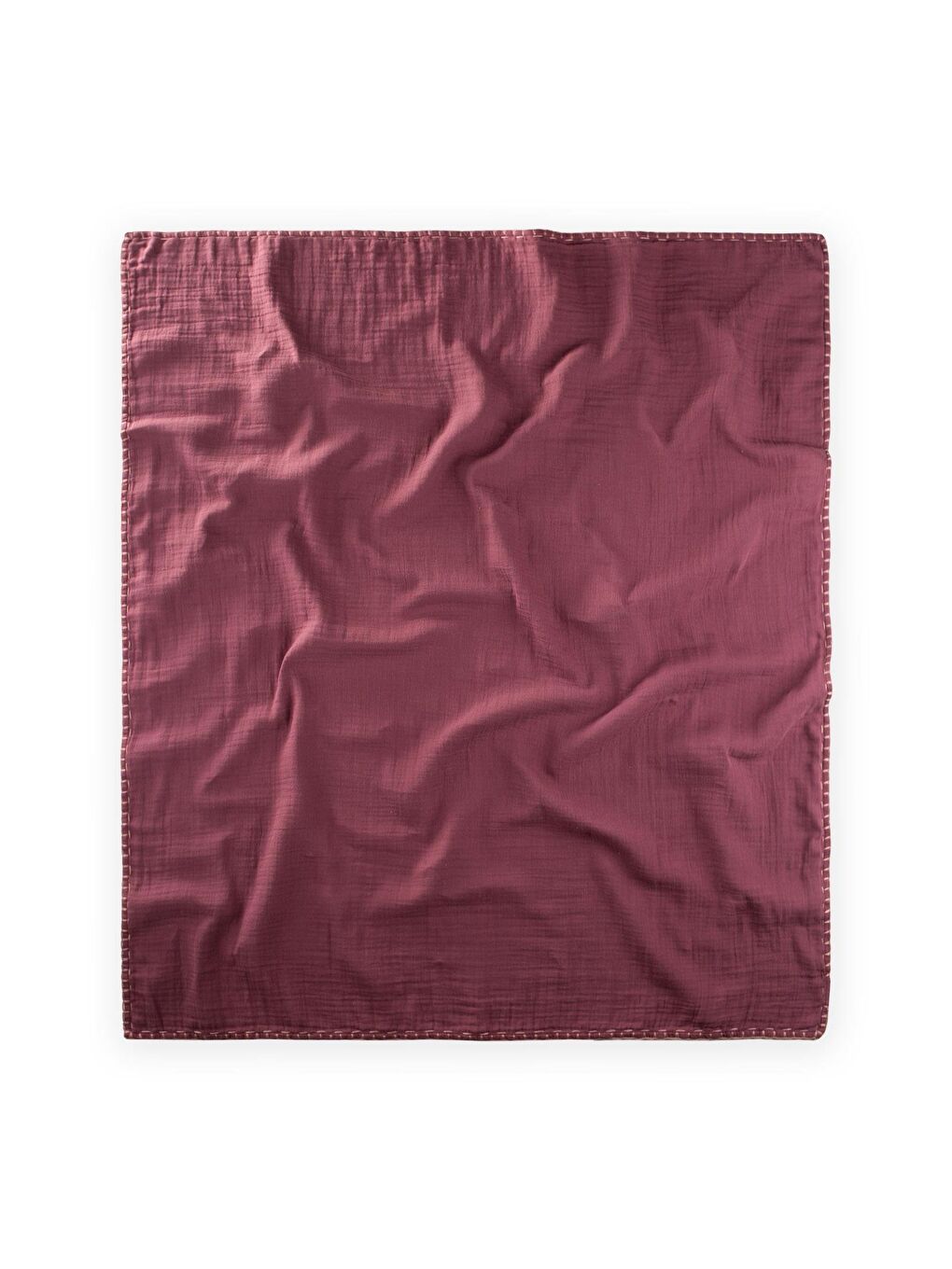 Müslin Çift Taraflı El İşili Bebek Battaniye (Yıkanmıştır) 100X100 Cm Mürdüm Çizgili-1