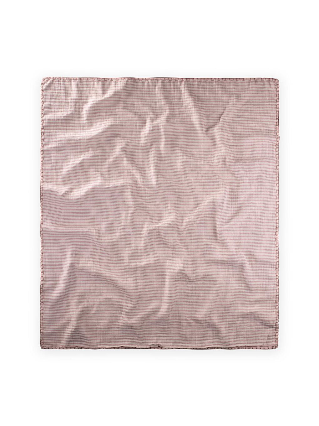 Müslin Çift Taraflı El İşili Bebek Battaniye (Yıkanmıştır) 100X100 Cm Mürdüm Çizgili-2