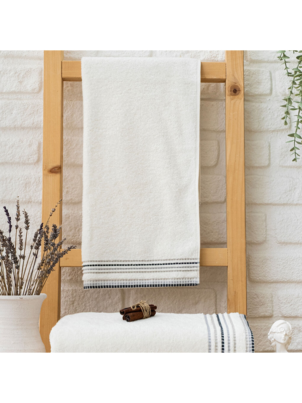 Ekru Home Rosy Armürlü Havlu 70x140 Cm-Krem-2