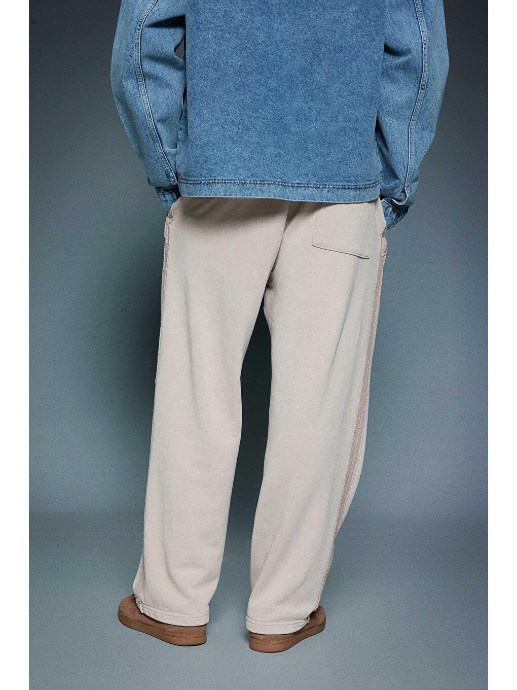 Bej Erkek Baggy Fit Yıkamalı Jogger Pantolon Taş-3