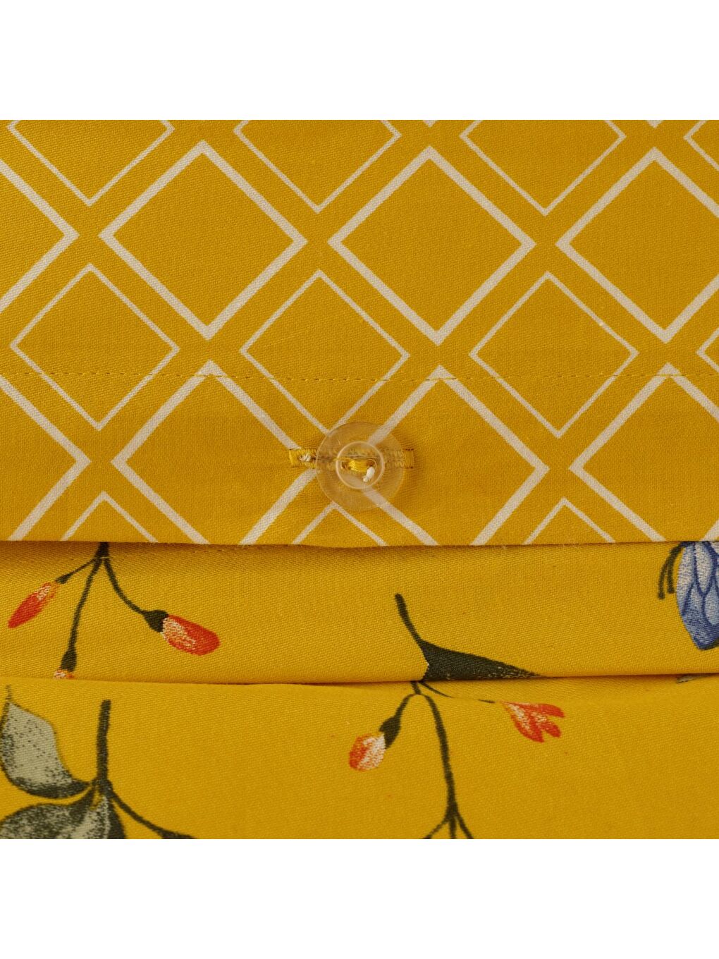 %100 Pamuk Saten Nicole Çift Kişilik Nevresim Takımı Koyu Sarı-3