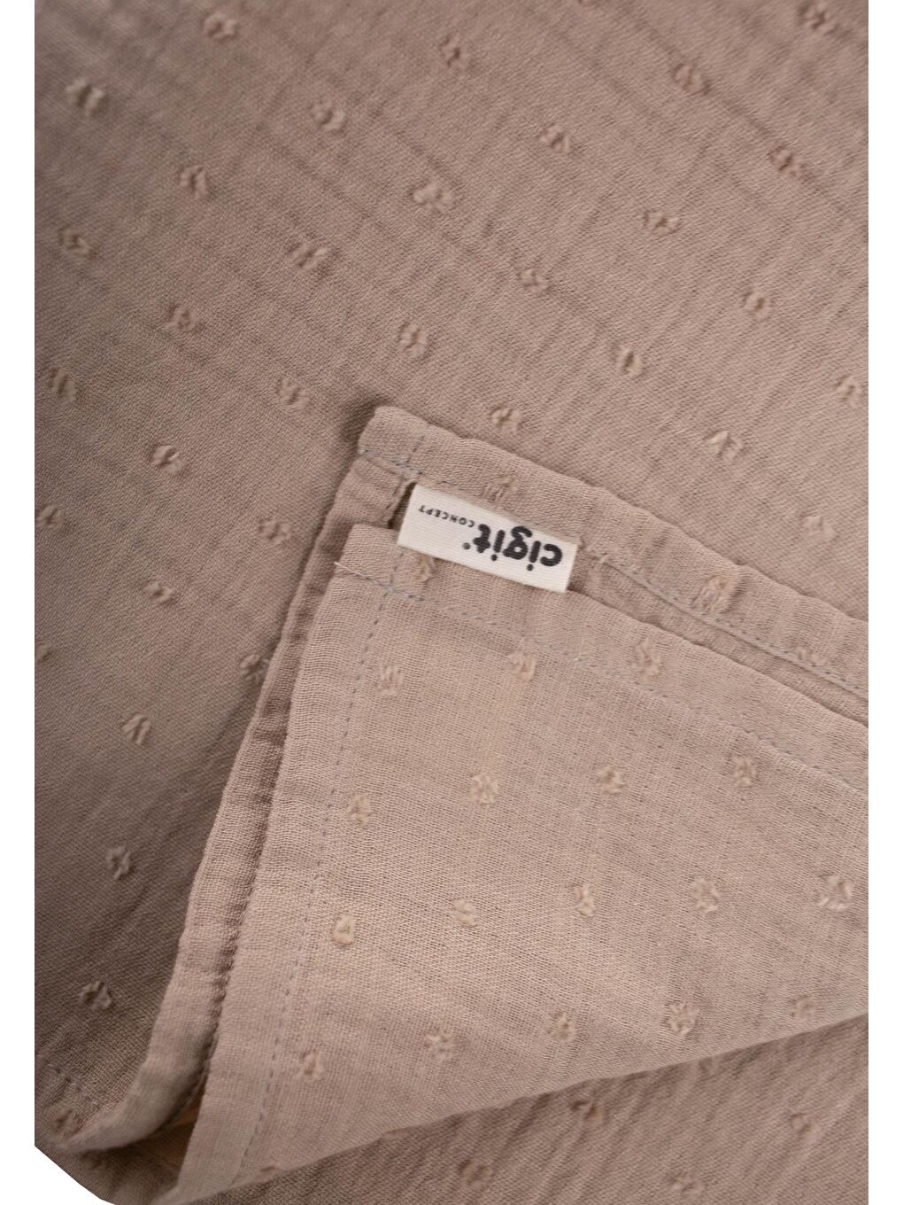 Bej Naturel Puantiyeli Müslin Battaniye 90X100 Cm Vizon-1